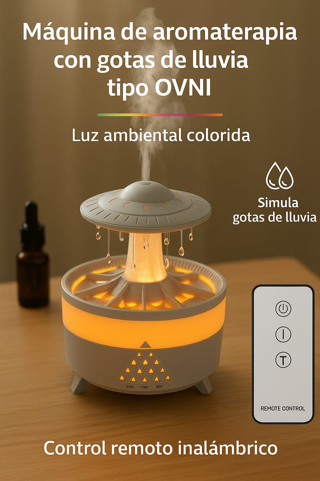 Humidificador USB con Forma de Gota y Aromaterapia – Difusor Decorativo para el Hogar
