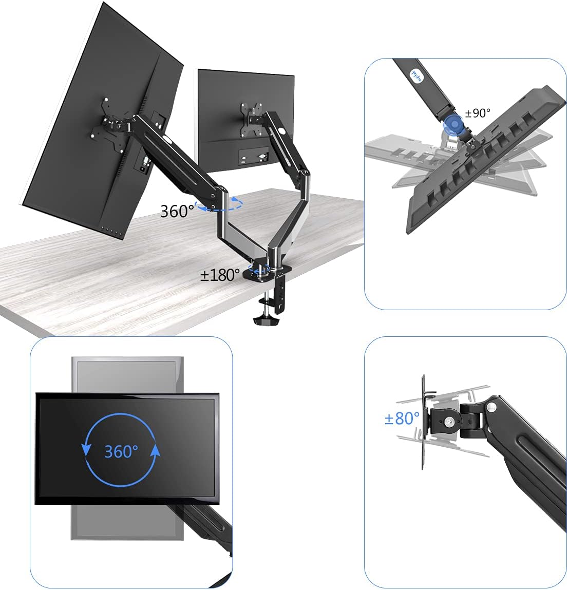 Soporte Dual Suptek con Brazos de Resorte de Gas para Monitores de 17'' a 32'