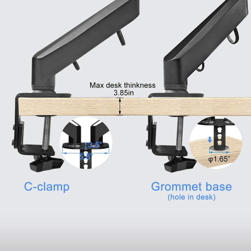 Suptek Dual Monitor Mount Standheight Adjustable Gas Spring Monitor Arm Desk Mount for 2 Computer Screens 17 to 32 In,Each Arm Holds up to 22Lbs MD8SP