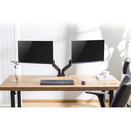 Soporte Dual Suptek con Brazos de Resorte de Gas para Monitores de 17'' a 32'