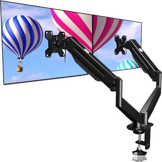 Suptek Dual Monitor Mount Standheight Adjustable Gas Spring Monitor Arm Desk Mount for 2 Computer Screens 17 to 32 In,Each Arm Holds up to 22Lbs MD8SP