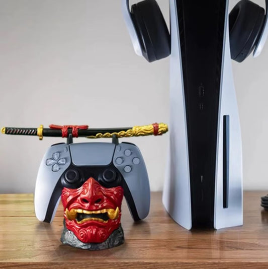 Soporte Decorativo Gamer 'One More Life' – Base para Controles PS5/PS4 y Auriculares con Figura Coleccionable
